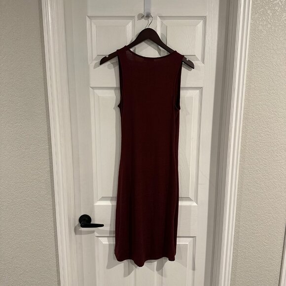 Leith Maroon Tank Ruched Body-Con Sleeveless Dress Size Small EUC - Picture 2 of 4